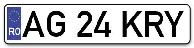 Placuta inmatriculare numar auto  AG-24-KRY, AG 24 KRY, AG24KRY