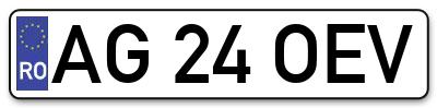 Placuta inmatriculare numar auto  AG-24-OEV, AG 24 OEV, AG24OEV