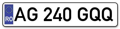 Placuta inmatriculare numar auto  AG-240-GQQ, AG 240 GQQ, AG240GQQ