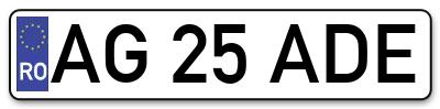 Placuta inmatriculare numar auto  AG-25-ADE, AG 25 ADE, AG25ADE