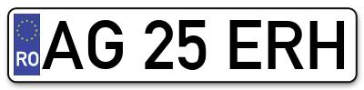Placuta inmatriculare numar auto  AG-25-ERH, AG 25 ERH, AG25ERH