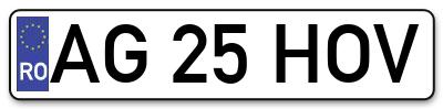 Placuta inmatriculare numar auto  AG-25-HOV, AG 25 HOV, AG25HOV