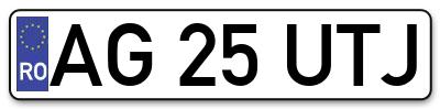 Placuta inmatriculare numar auto  AG-25-UTJ, AG 25 UTJ, AG25UTJ