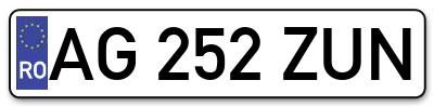 Placuta inmatriculare numar auto  AG-252-ZUN, AG 252 ZUN, AG252ZUN