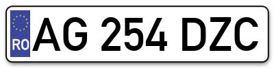 Placuta inmatriculare numar auto  AG-254-DZC, AG 254 DZC, AG254DZC