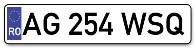 Placuta inmatriculare numar auto  AG-254-WSQ, AG 254 WSQ, AG254WSQ