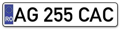 Placuta inmatriculare numar auto  AG-255-CAC, AG 255 CAC, AG255CAC