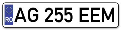 Placuta inmatriculare numar auto  AG-255-EEM, AG 255 EEM, AG255EEM