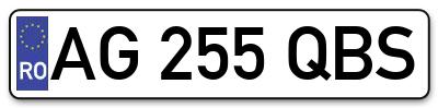 Placuta inmatriculare numar auto  AG-255-QBS, AG 255 QBS, AG255QBS