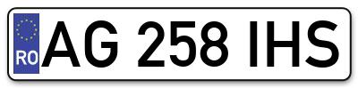 Placuta inmatriculare numar auto  AG-258-IHS, AG 258 IHS, AG258IHS