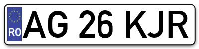 Placuta inmatriculare numar auto  AG-26-KJR, AG 26 KJR, AG26KJR