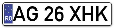 Placuta inmatriculare numar auto  AG-26-XHK, AG 26 XHK, AG26XHK