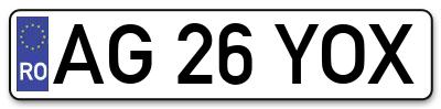 Placuta inmatriculare numar auto  AG-26-YOX, AG 26 YOX, AG26YOX