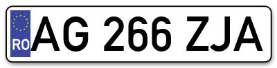 Placuta inmatriculare numar auto  AG-266-ZJA, AG 266 ZJA, AG266ZJA