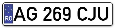 Placuta inmatriculare numar auto  AG-269-CJU, AG 269 CJU, AG269CJU