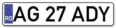 Placuta inmatriculare numar auto  AG-27-ADY, AG 27 ADY, AG27ADY