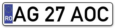 Placuta inmatriculare numar auto  AG-27-AOC, AG 27 AOC, AG27AOC