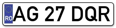 Placuta inmatriculare numar auto  AG-27-DQR, AG 27 DQR, AG27DQR