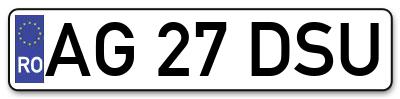 Placuta inmatriculare numar auto  AG-27-DSU, AG 27 DSU, AG27DSU