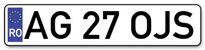 Placuta inmatriculare numar auto  AG-27-OJS, AG 27 OJS, AG27OJS
