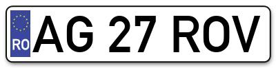 Placuta inmatriculare numar auto  AG-27-ROV, AG 27 ROV, AG27ROV