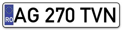 Placuta inmatriculare numar auto  AG-270-TVN, AG 270 TVN, AG270TVN