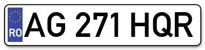 Placuta inmatriculare numar auto  AG-271-HQR, AG 271 HQR, AG271HQR