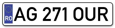 Placuta inmatriculare numar auto  AG-271-OUR, AG 271 OUR, AG271OUR