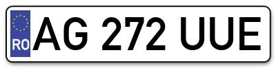 Placuta inmatriculare numar auto  AG-272-UUE, AG 272 UUE, AG272UUE