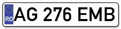 Placuta inmatriculare numar auto  AG-276-EMB, AG 276 EMB, AG276EMB