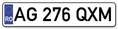 Placuta inmatriculare numar auto  AG-276-QXM, AG 276 QXM, AG276QXM