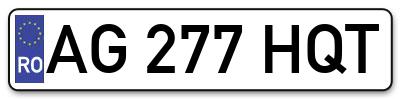 Placuta inmatriculare numar auto  AG-277-HQT, AG 277 HQT, AG277HQT