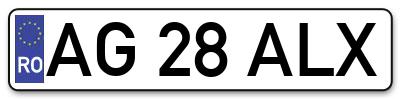 Placuta inmatriculare numar auto  AG-28-ALX, AG 28 ALX, AG28ALX