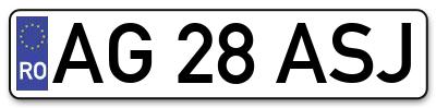 Placuta inmatriculare numar auto  AG-28-ASJ, AG 28 ASJ, AG28ASJ