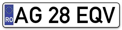Placuta inmatriculare numar auto  AG-28-EQV, AG 28 EQV, AG28EQV