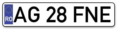 Placuta inmatriculare numar auto  AG-28-FNE, AG 28 FNE, AG28FNE