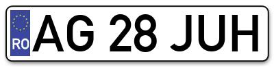 Placuta inmatriculare numar auto  AG-28-JUH, AG 28 JUH, AG28JUH
