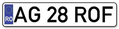 Placuta inmatriculare numar auto  AG-28-ROF, AG 28 ROF, AG28ROF