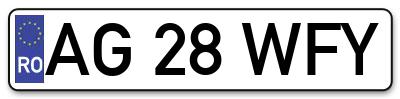 Placuta inmatriculare numar auto  AG-28-WFY, AG 28 WFY, AG28WFY