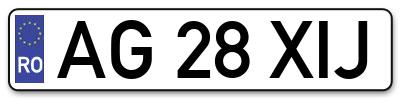 Placuta inmatriculare numar auto  AG-28-XIJ, AG 28 XIJ, AG28XIJ