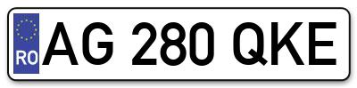 Placuta inmatriculare numar auto  AG-280-QKE, AG 280 QKE, AG280QKE