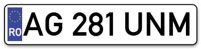 Placuta inmatriculare numar auto  AG-281-UNM, AG 281 UNM, AG281UNM