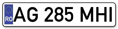 Placuta inmatriculare numar auto  AG-285-MHI, AG 285 MHI, AG285MHI
