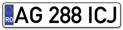 Placuta inmatriculare numar auto  AG-288-ICJ, AG 288 ICJ, AG288ICJ