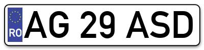 Placuta inmatriculare numar auto  AG-29-ASD, AG 29 ASD, AG29ASD