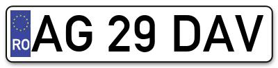 Placuta inmatriculare numar auto  AG-29-DAV, AG 29 DAV, AG29DAV