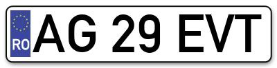 Placuta inmatriculare numar auto  AG-29-EVT, AG 29 EVT, AG29EVT