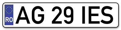Placuta inmatriculare numar auto  AG-29-IES, AG 29 IES, AG29IES