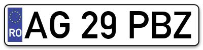 Placuta inmatriculare numar auto  AG-29-PBZ, AG 29 PBZ, AG29PBZ