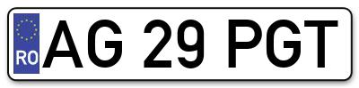 Placuta inmatriculare numar auto  AG-29-PGT, AG 29 PGT, AG29PGT